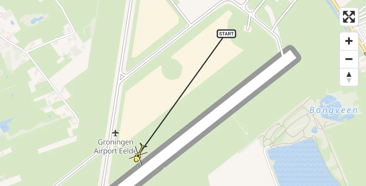 Routekaart van de vlucht: Traumahelikopter naar Groningen Airport Eelde