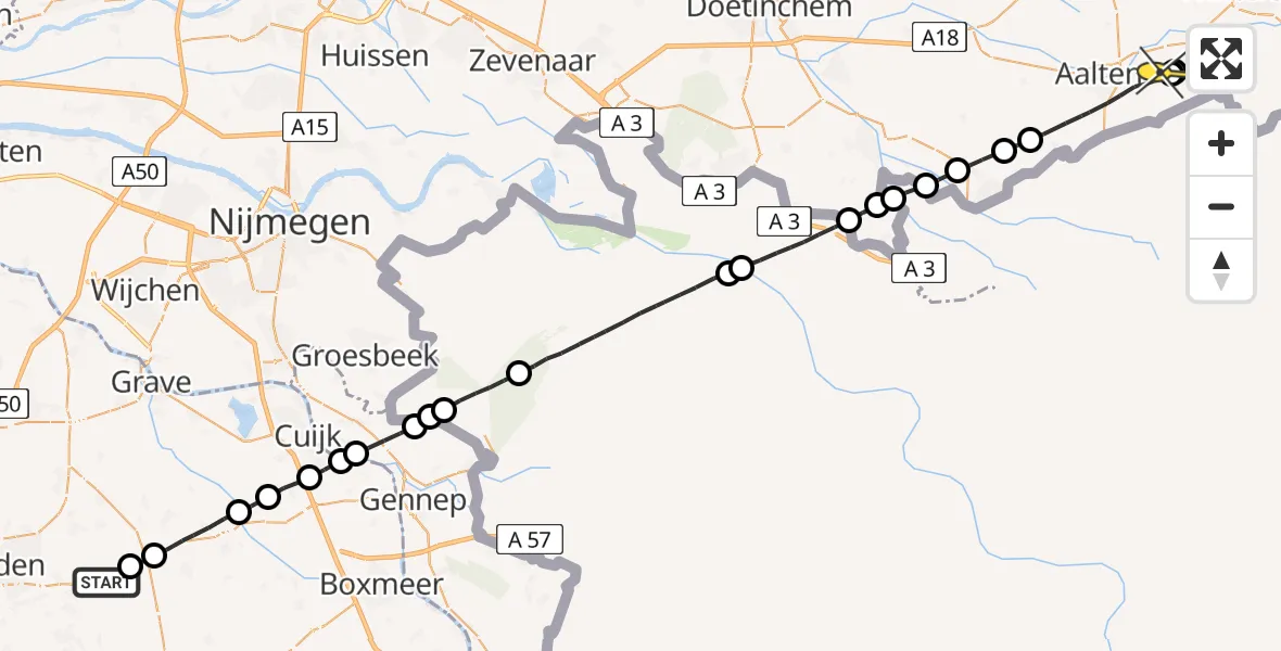 Routekaart van de vlucht: Lifeliner 3 naar Aalten