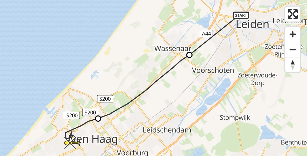 Routekaart van de vlucht: Lifeliner 2 naar Den Haag