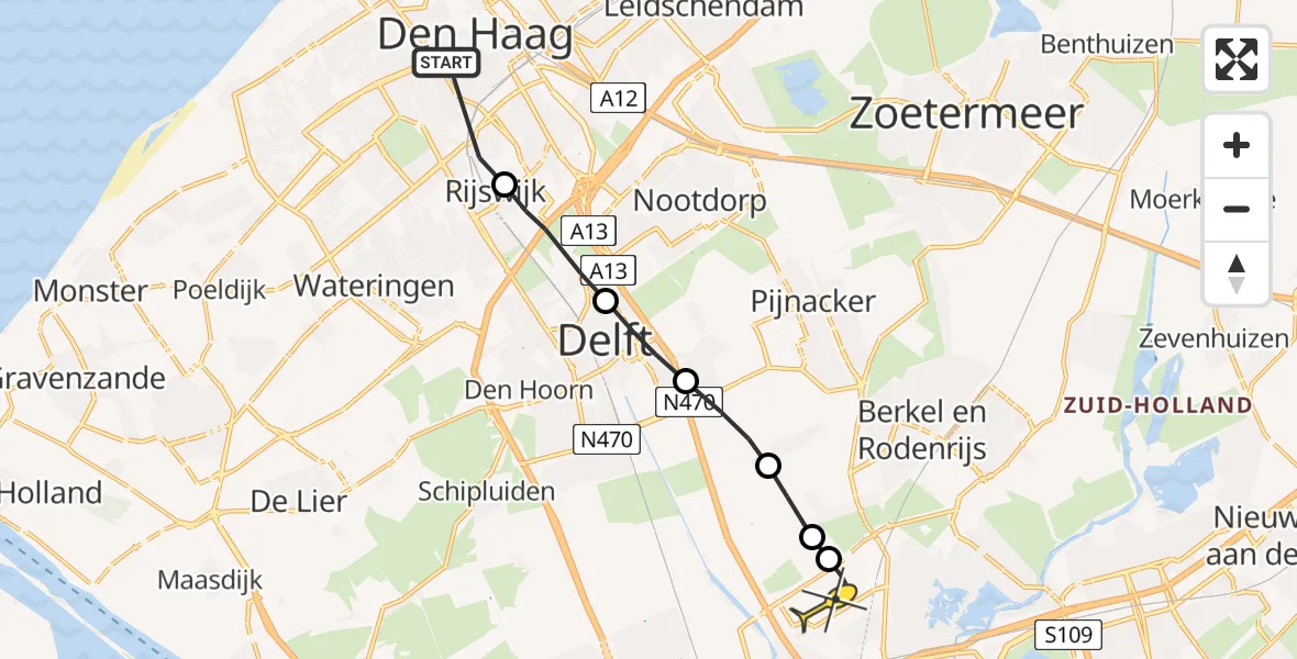 Routekaart van de vlucht: Lifeliner 2 naar Rotterdam The Hague Airport