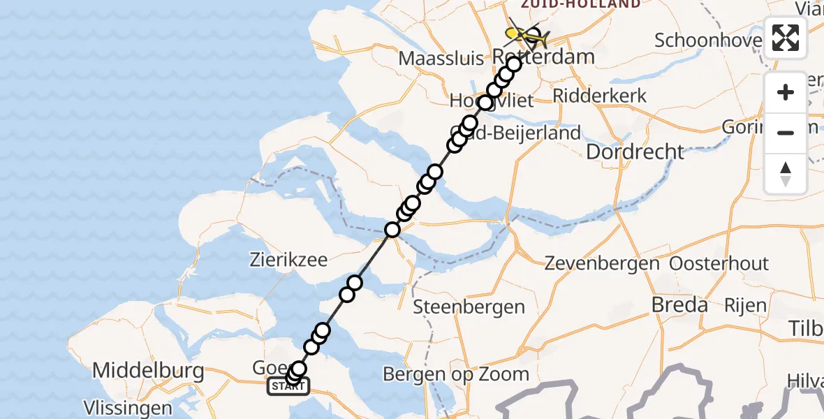 Routekaart van de vlucht: Lifeliner 2 naar Rotterdam The Hague Airport