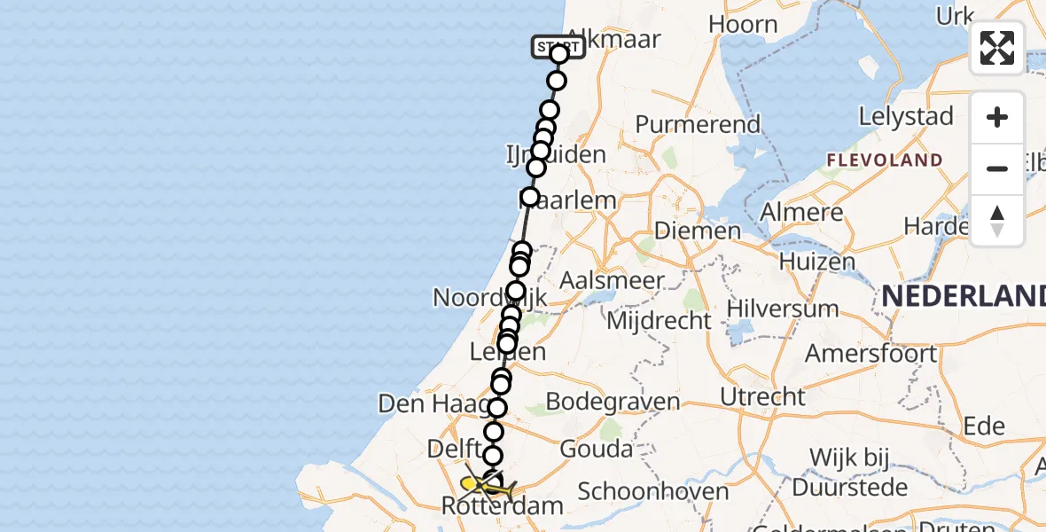 Routekaart van de vlucht: Lifeliner 2 naar Rotterdam The Hague Airport