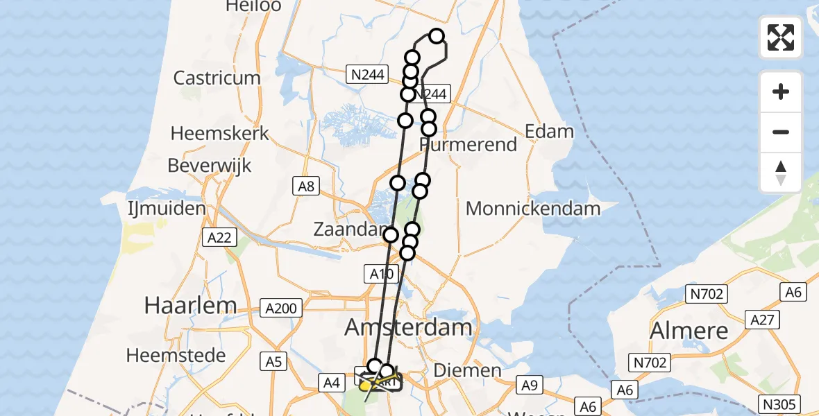 Routekaart van de vlucht: Lifeliner 1 naar VU Medisch Centrum Amsterdam