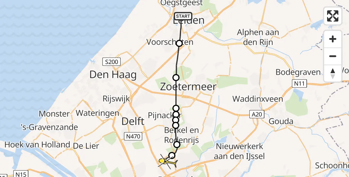 Routekaart van de vlucht: Lifeliner 2 naar Rotterdam The Hague Airport