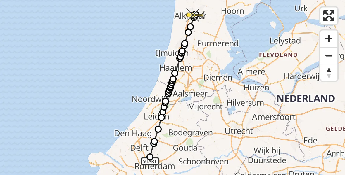 Routekaart van de vlucht: Lifeliner 2 naar Stompetoren