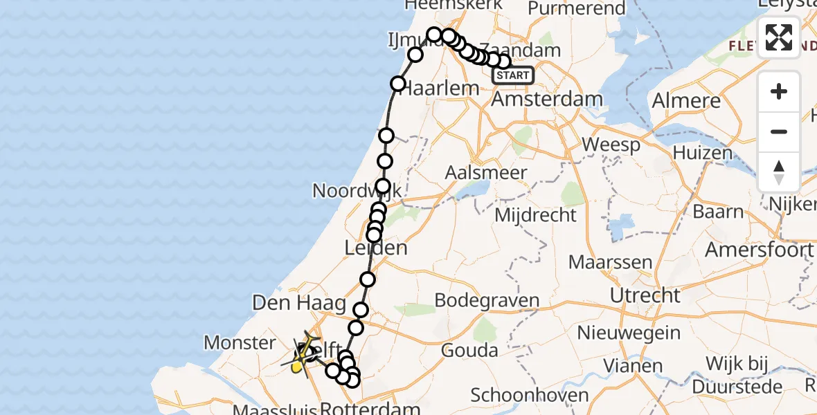 Routekaart van de vlucht: Lifeliner 2 naar Delft