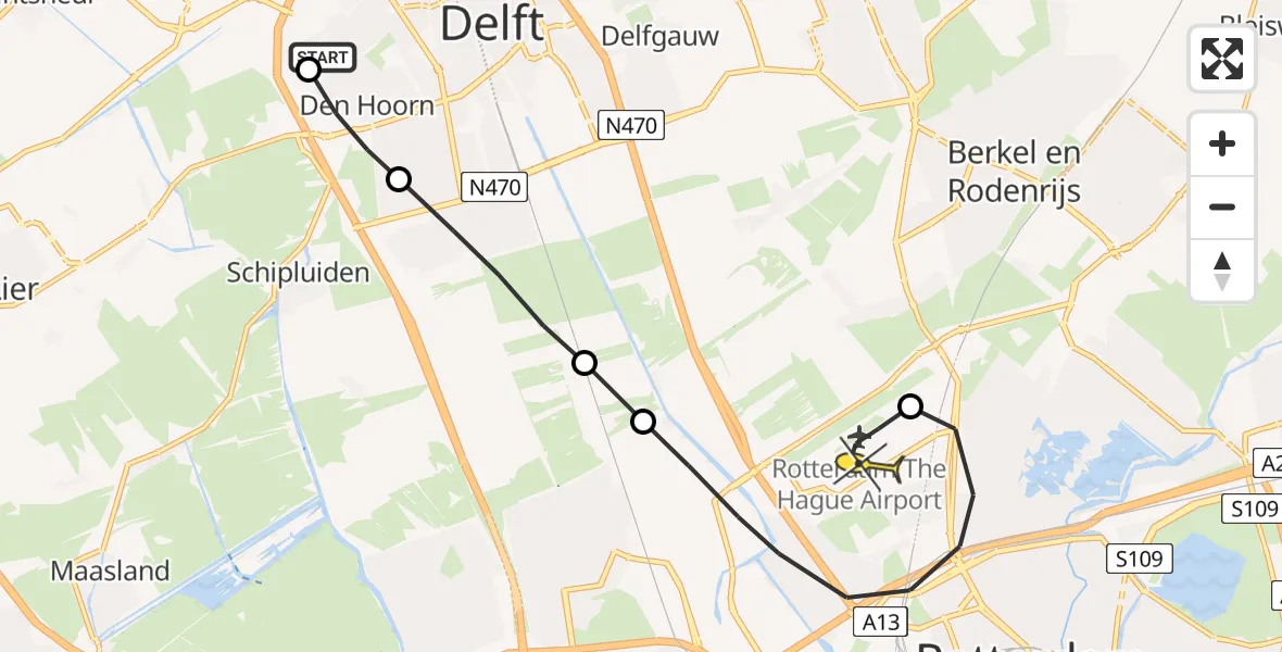 Routekaart van de vlucht: Lifeliner 2 naar Rotterdam The Hague Airport