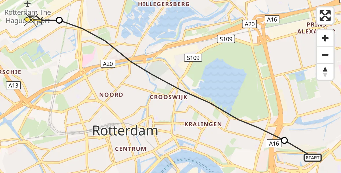 Routekaart van de vlucht: Lifeliner 2 naar Rotterdam The Hague Airport