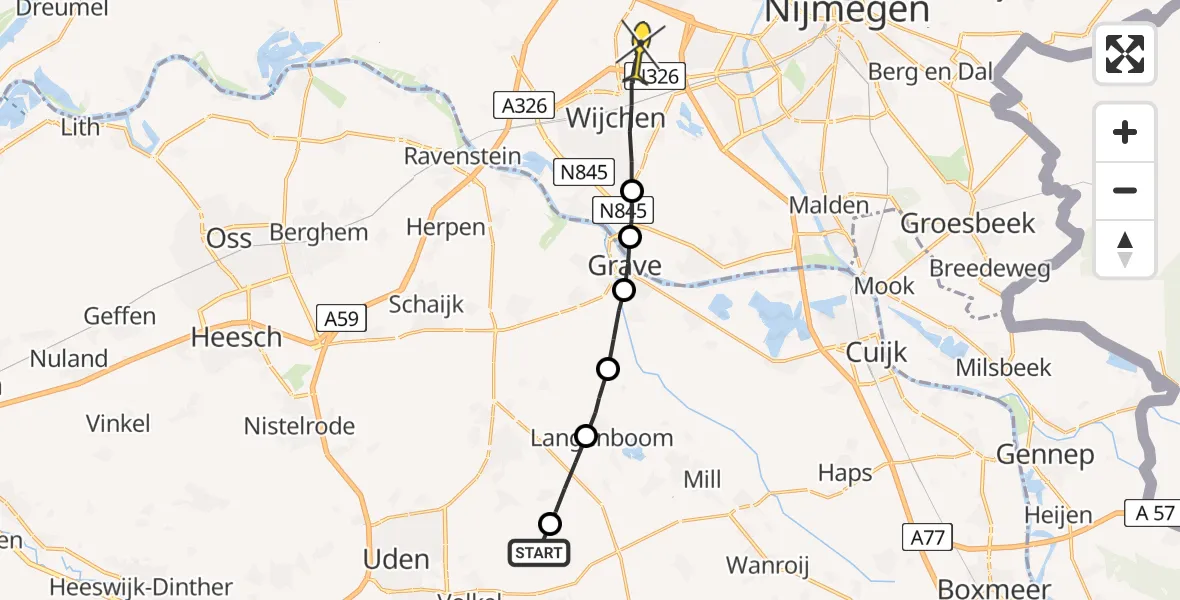 Routekaart van de vlucht: Lifeliner 3 naar Wijchen