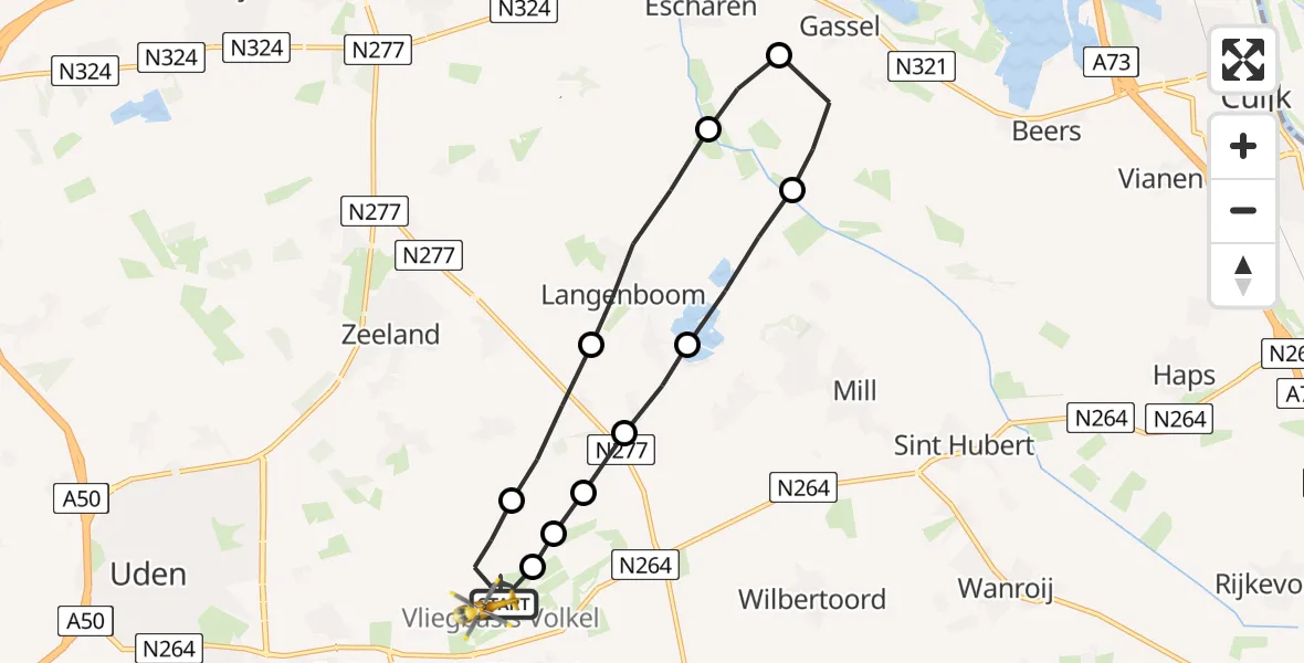 Vluchtroute Traumahelikopter Vliegbasis Volkel - Vliegbasis Volkel, 04 juli 2022, 14:07
