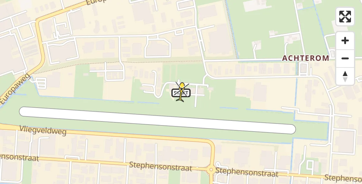 Routekaart van de vlucht: Politiehelikopter naar Vliegveld Hoogeveen