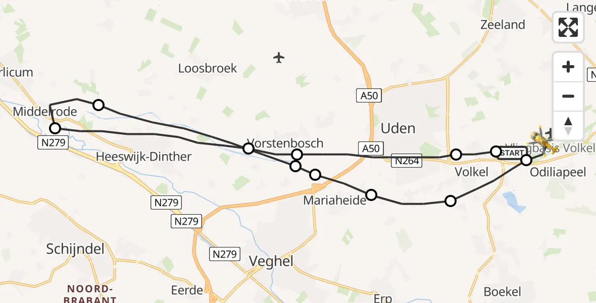Vluchtroute Traumahelikopter Vliegbasis Volkel - Vliegbasis Volkel, 04 juli 2022, 15:44