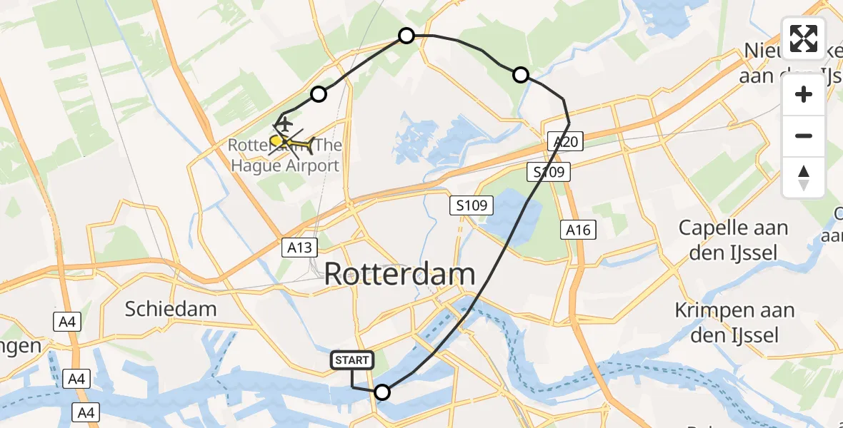 Routekaart van de vlucht: Lifeliner 2 naar Rotterdam The Hague Airport