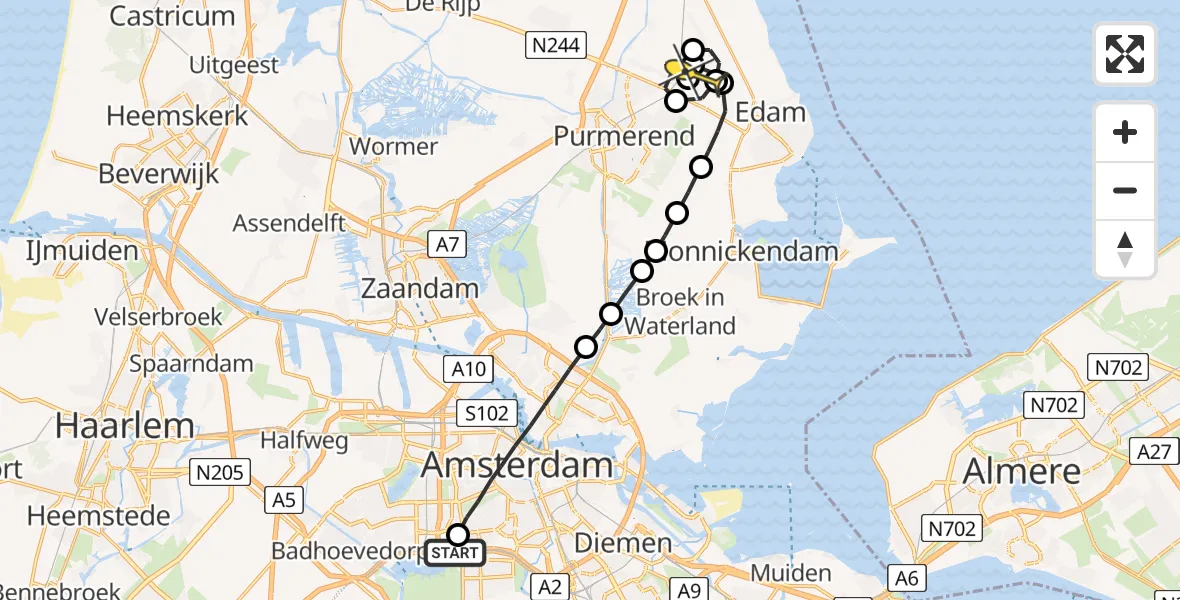 Routekaart van de vlucht: Lifeliner 1 naar Purmerend