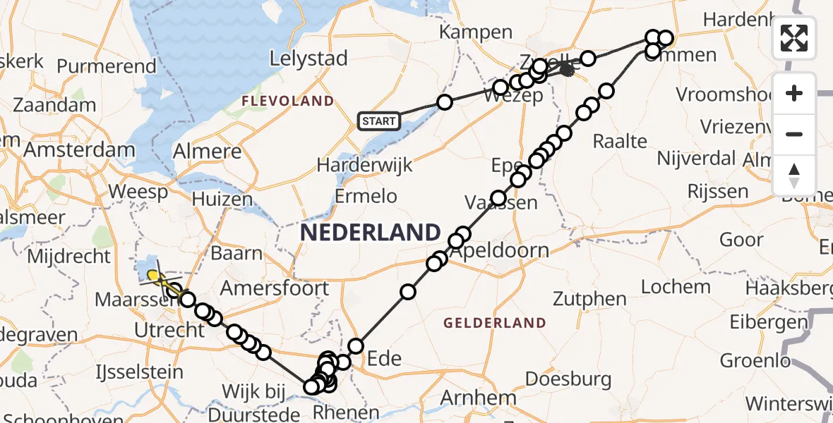 Routekaart van de vlucht: Politieheli naar Westbroek