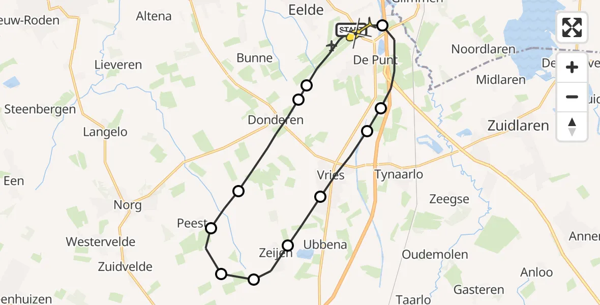 Routekaart van de vlucht: Lifeliner 4 naar Groningen Airport Eelde
