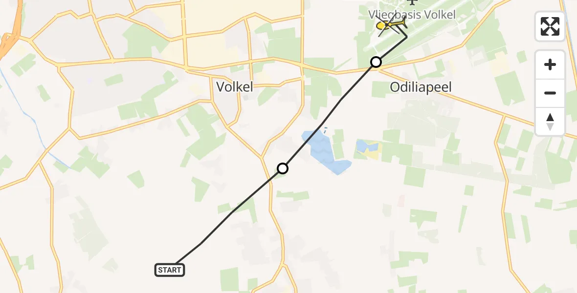 Routekaart van de vlucht: Lifeliner 3 naar Vliegbasis Volkel