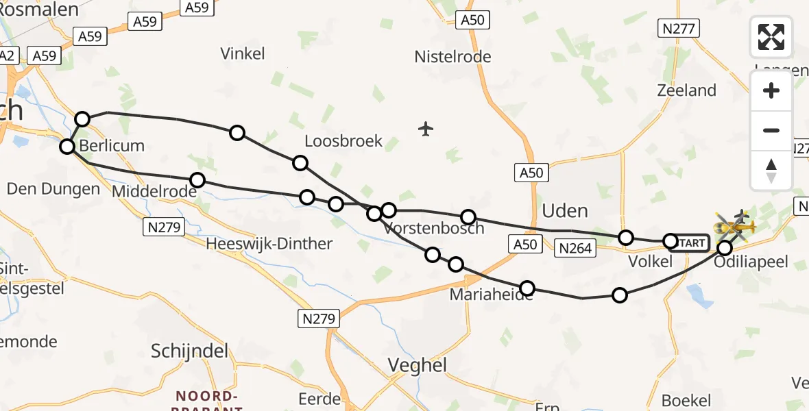 Vluchtroute Traumahelikopter Vliegbasis Volkel - Vliegbasis Volkel, 05 juli 2022, 11:11