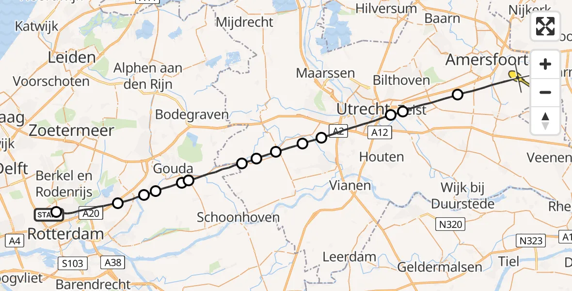 Routekaart van de vlucht: Lifeliner 2 naar Leusden