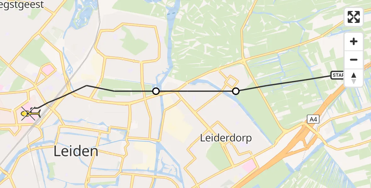 Routekaart van de vlucht: Lifeliner 1 naar Leiden