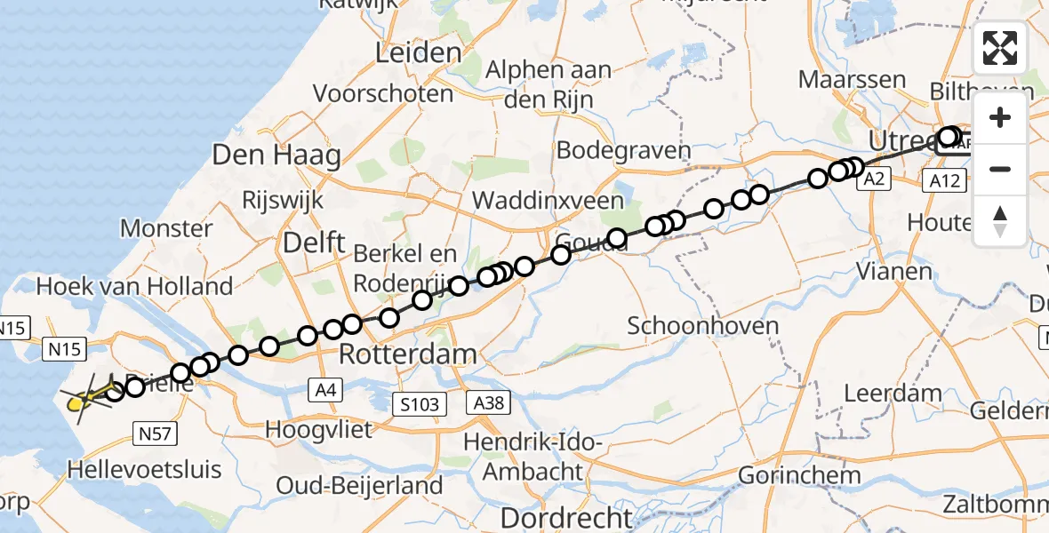 Routekaart van de vlucht: Lifeliner 2 naar Rockanje