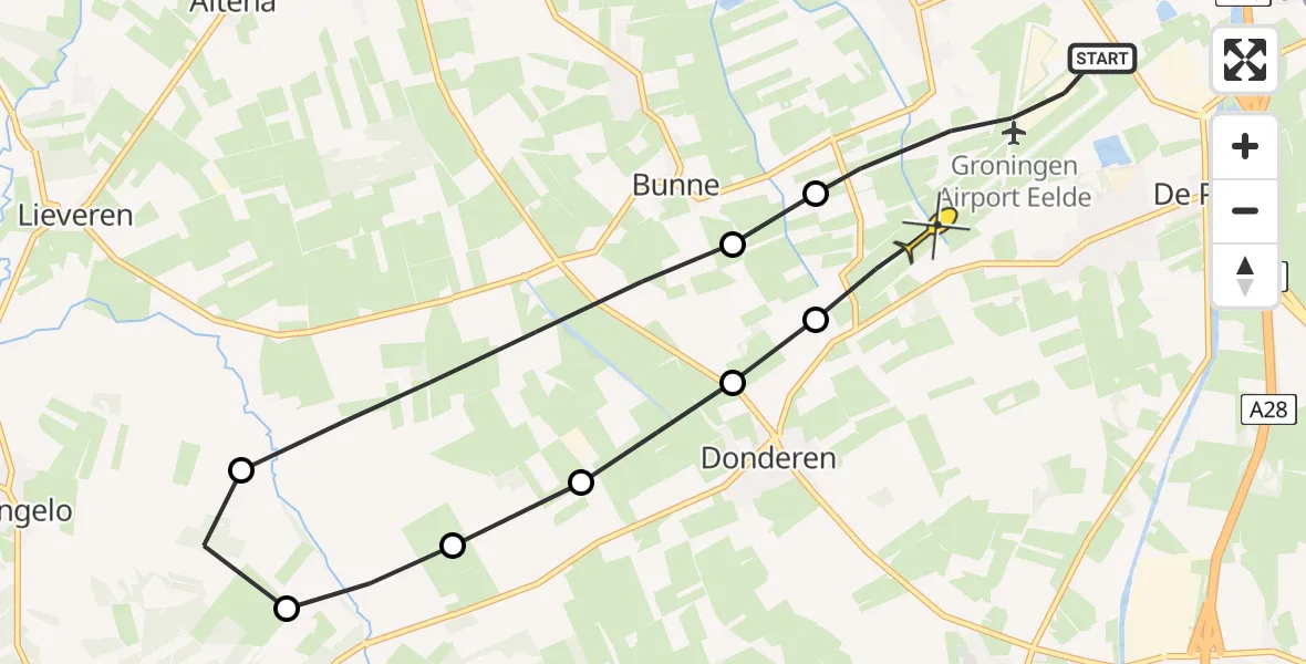 Routekaart van de vlucht: Lifeliner 4 naar Groningen Airport Eelde