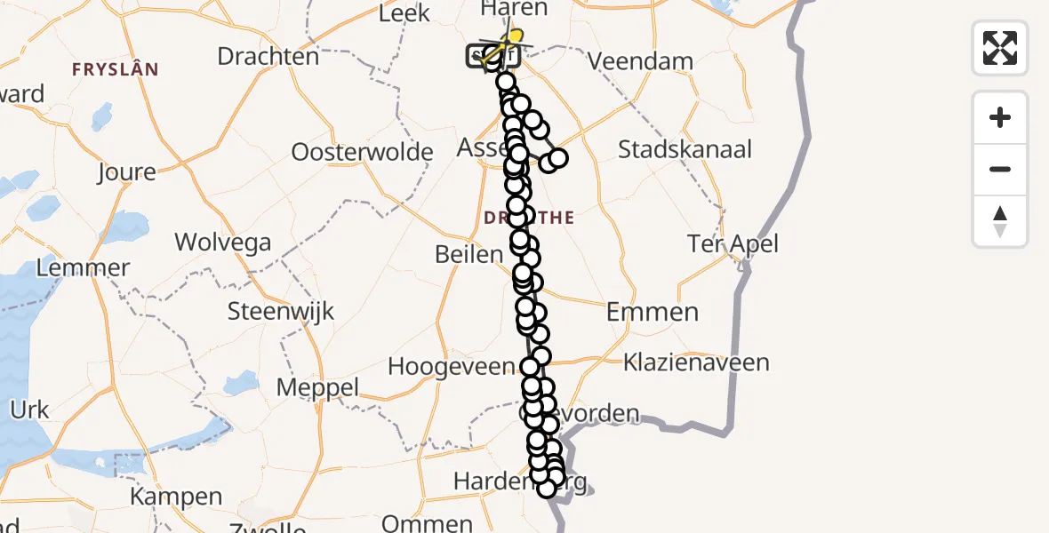 Routekaart van de vlucht: Lifeliner 4 naar Groningen Airport Eelde