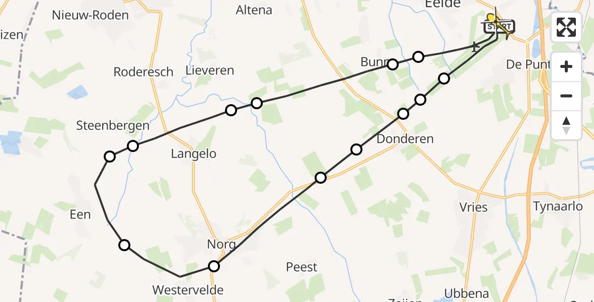 Routekaart van de vlucht: Lifeliner 4 naar Groningen Airport Eelde