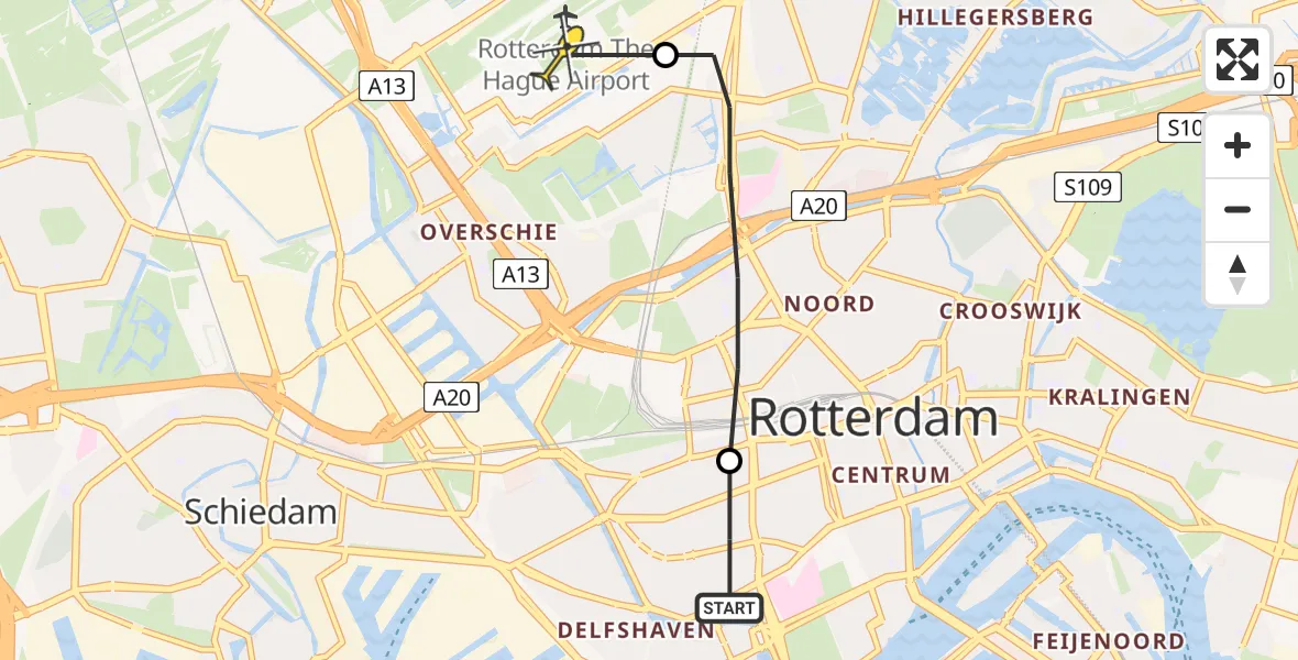 Routekaart van de vlucht: Lifeliner 2 naar Rotterdam The Hague Airport