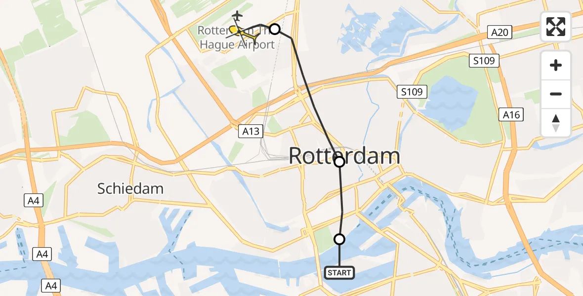 Routekaart van de vlucht: Lifeliner 2 naar Rotterdam The Hague Airport