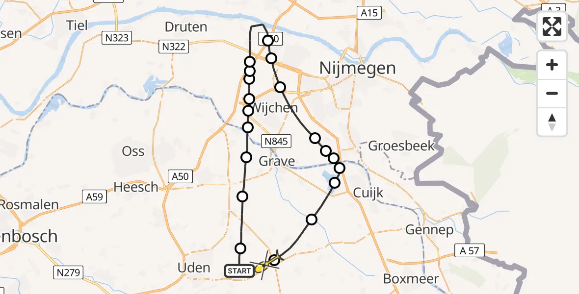 Routekaart van de vlucht: Lifeliner 3 naar Volkel