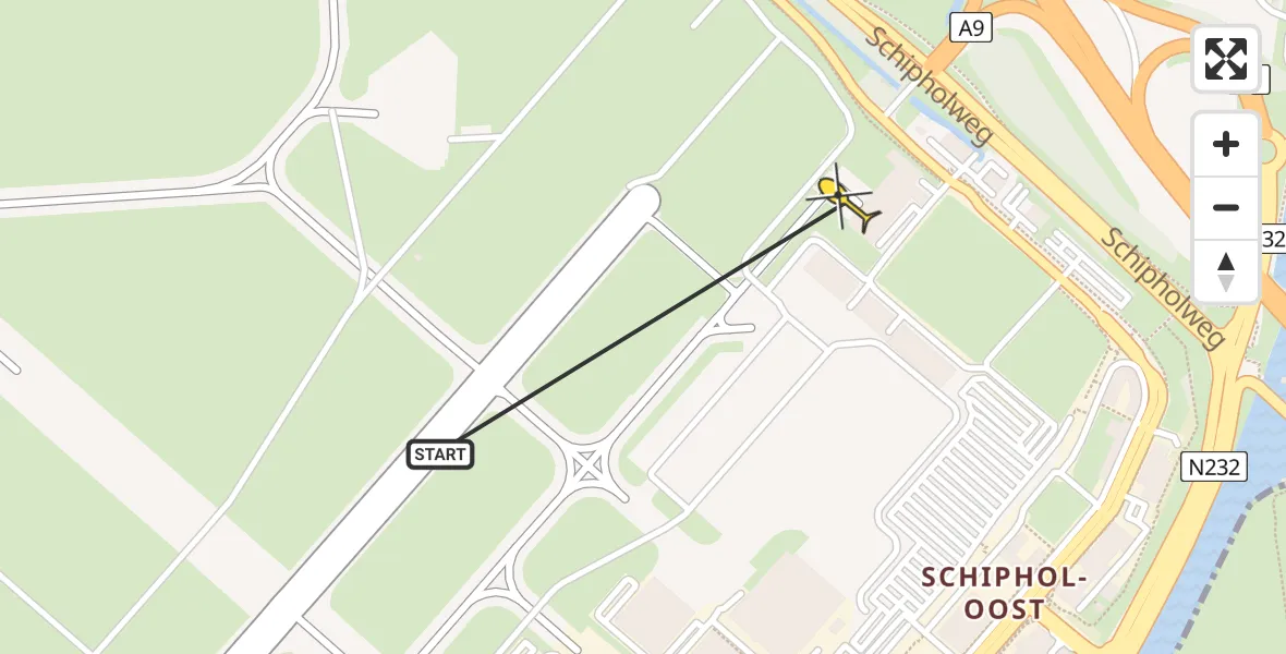 Vluchtroute Politiehelikopter van Schiphol naar Schiphol
