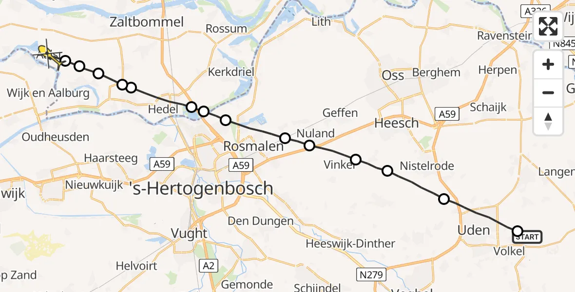 Routekaart van de vlucht: Lifeliner 3 naar Aalst