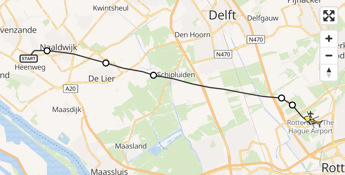 Routekaart van de vlucht: Lifeliner 2 naar Rotterdam The Hague Airport