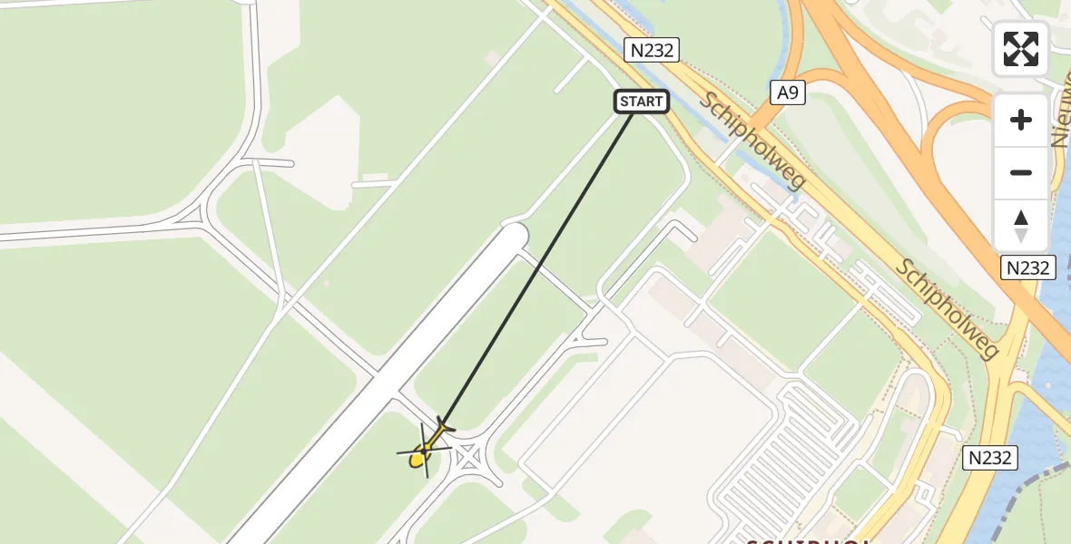 Vluchtroute Politiehelikopter van Schiphol naar Schiphol