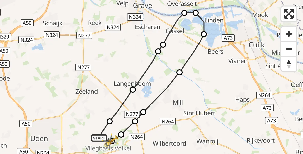 Vluchtroute Traumahelikopter Vliegbasis Volkel - Vliegbasis Volkel, 06 juli 2022, 17:39