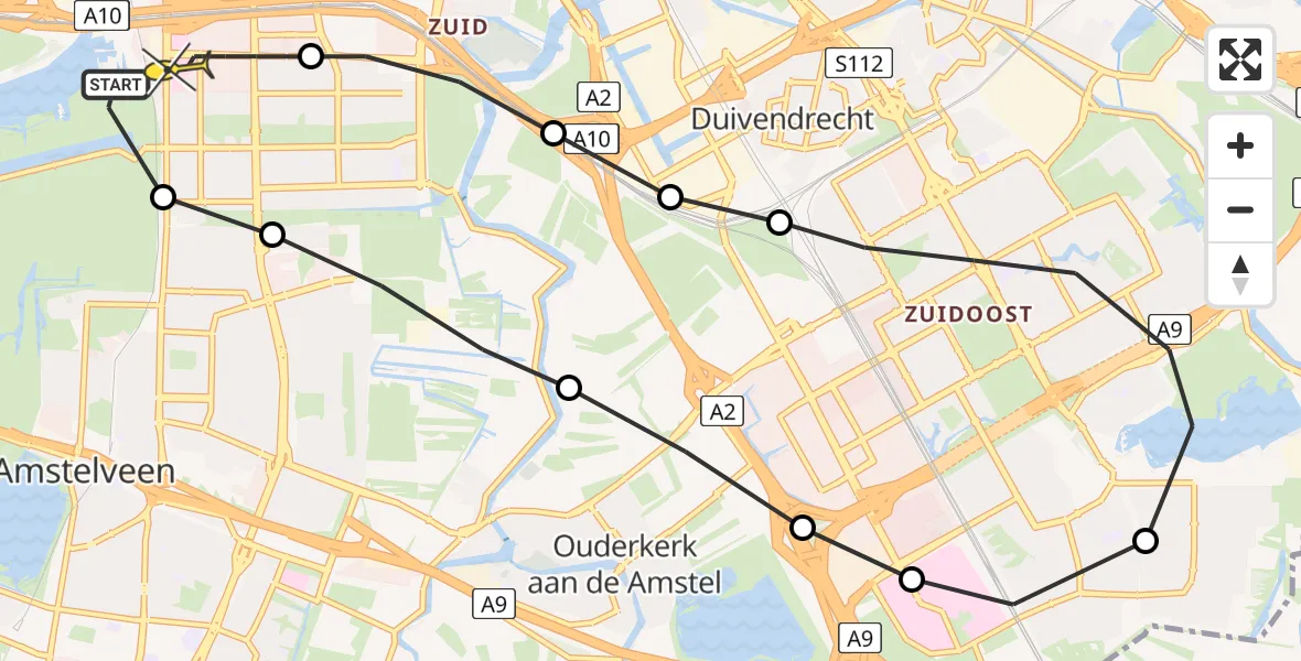 Routekaart van de vlucht: Lifeliner 1 naar VU Medisch Centrum Amsterdam