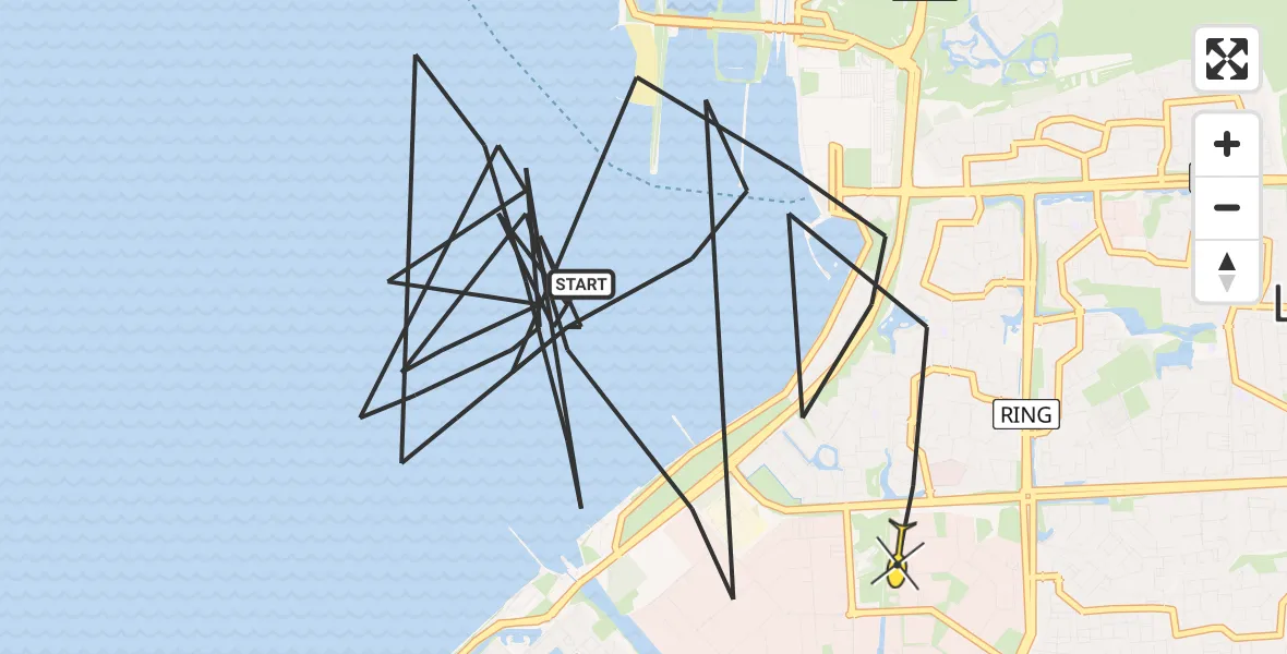 Routekaart van de vlucht: Politiehelikopter naar Lelystad