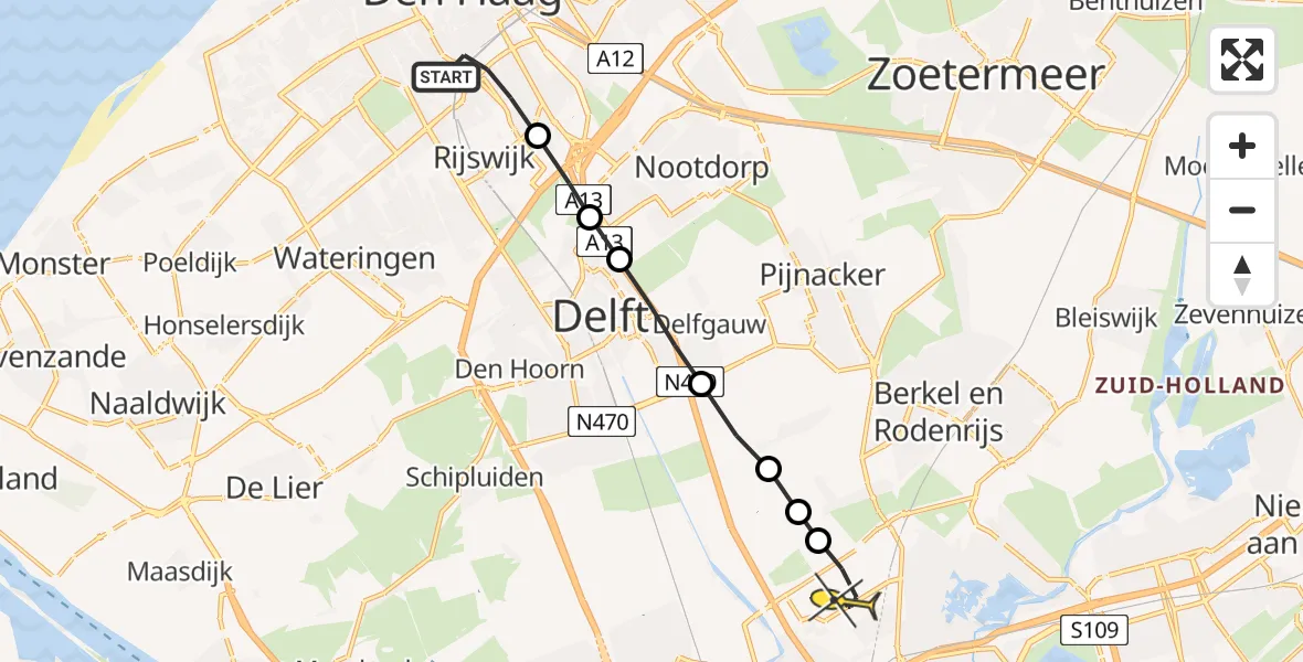 Routekaart van de vlucht: Lifeliner 2 naar Rotterdam The Hague Airport