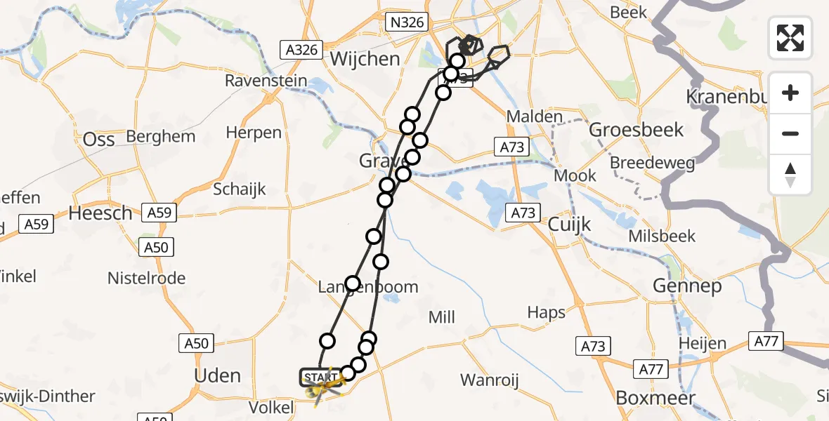 Vluchtroute Traumahelikopter Vliegbasis Volkel - Vliegbasis Volkel, 07 juli 2022, 10:29