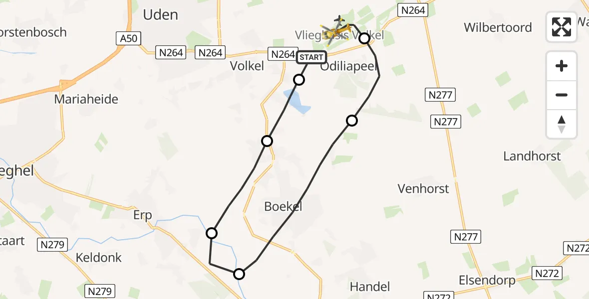 Vluchtroute Traumahelikopter Vliegbasis Volkel - Vliegbasis Volkel, 07 juli 2022, 12:21