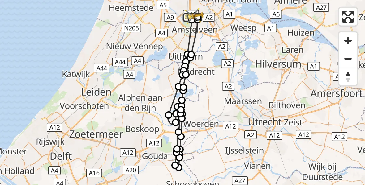 Vluchtroute Traumahelikopter VU Medisch Centrum Amsterdam - VU Medisch Centrum Amsterdam, 07 juli 2022, 12:26
