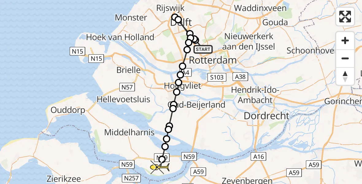 Routekaart van de vlucht: Lifeliner 2 naar Achthuizen