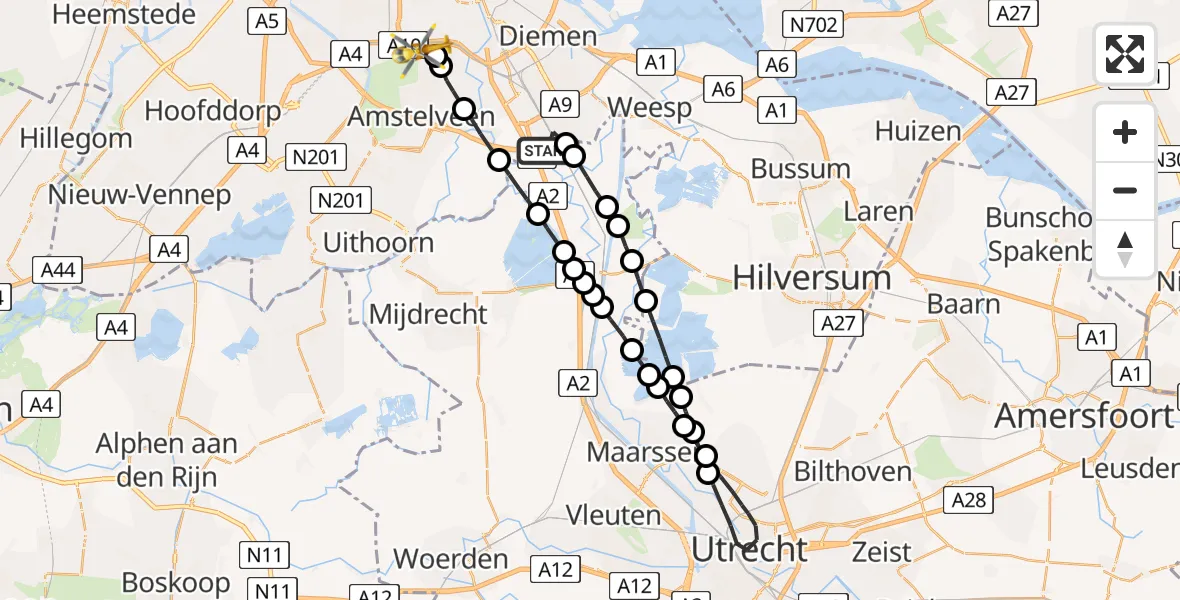 Vluchtroute Traumahelikopter Academisch Medisch Centrum (AMC) - VU Medisch Centrum Amsterdam, 07 juli 2022, 16:56