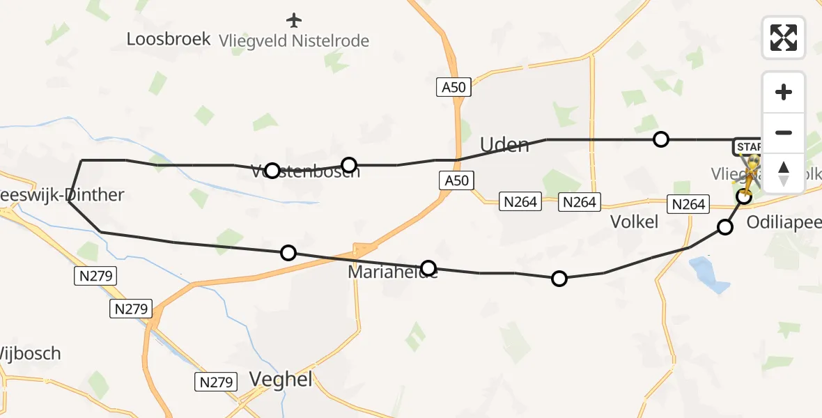 Vluchtroute Traumahelikopter Vliegbasis Volkel - Vliegbasis Volkel, 07 juli 2022, 18:00