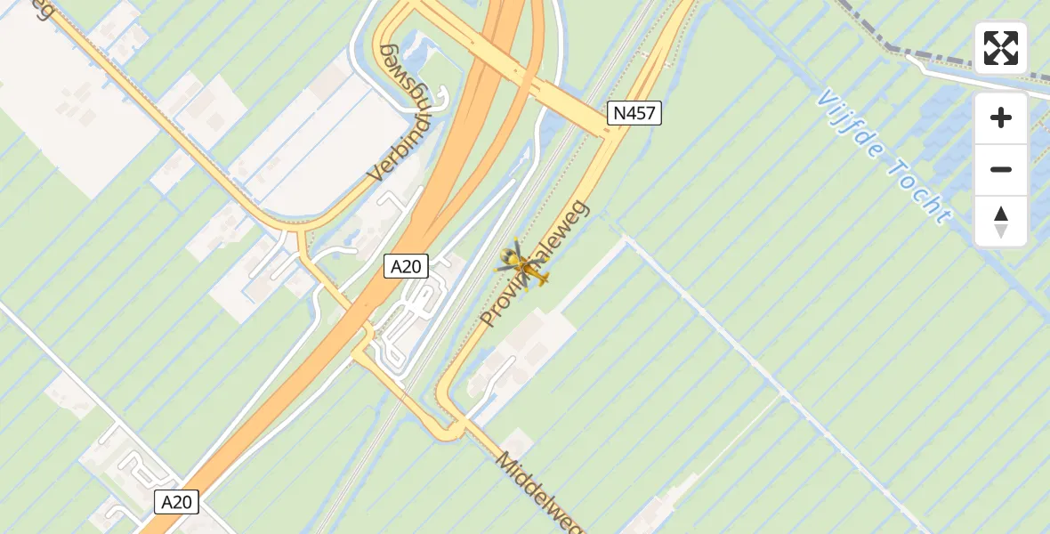 Vluchtroute Traumahelikopter Moordrecht - Moordrecht, 07 juli 2022, 18:00