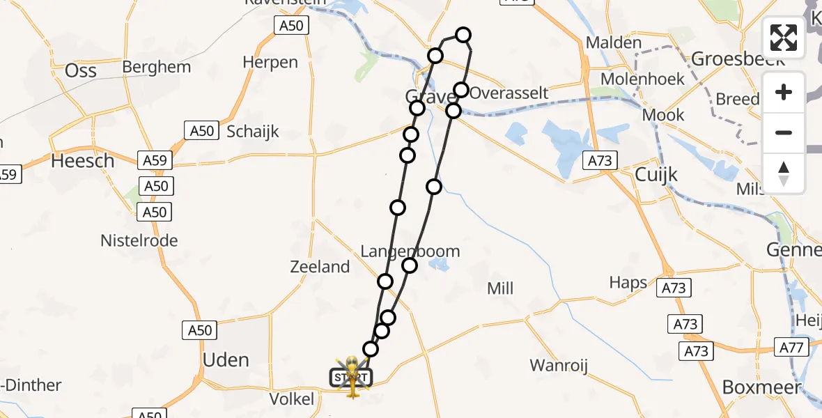 Vluchtroute Traumahelikopter Vliegbasis Volkel - Vliegbasis Volkel, 07 juli 2022, 18:09