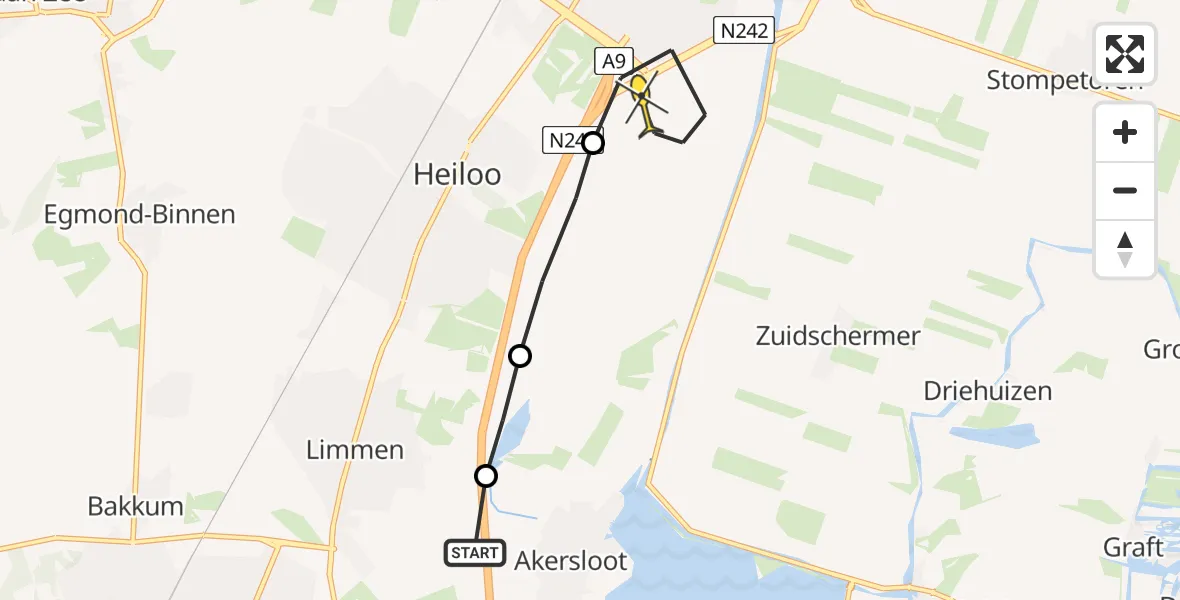 Routekaart van de vlucht: Lifeliner 1 naar Alkmaar