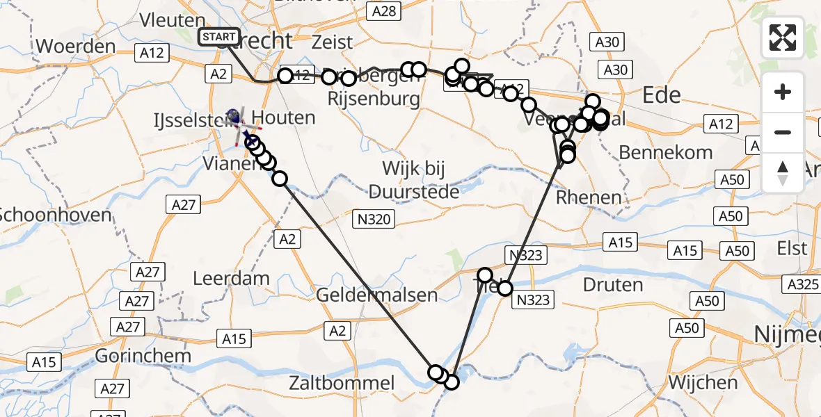 Vluchtroute Politiehelikopter Utrecht - Nieuwegein, 07 juli 2022, 19:09