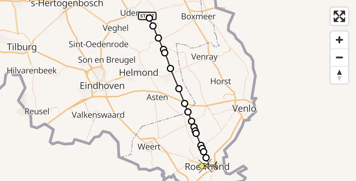 Routekaart van de vlucht: Lifeliner 3 naar Roermond